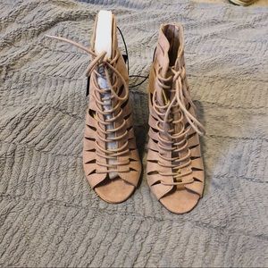 Nude Laced Wedges